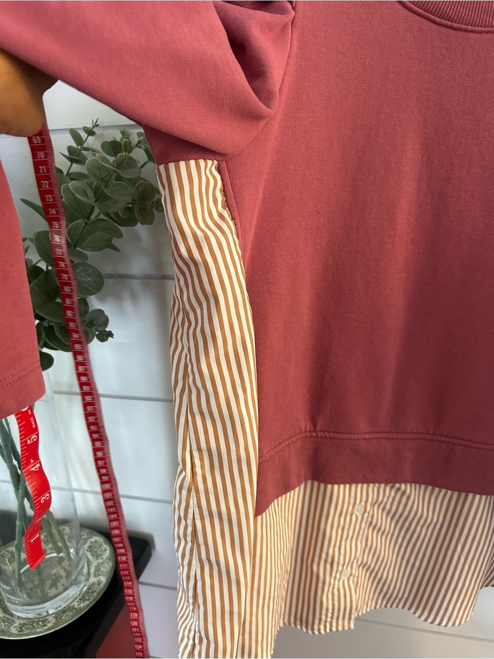 Maeve by Anthropologie Mixed Media Puff Sleeve Sweatshirt | Small - Picture 7 of 10